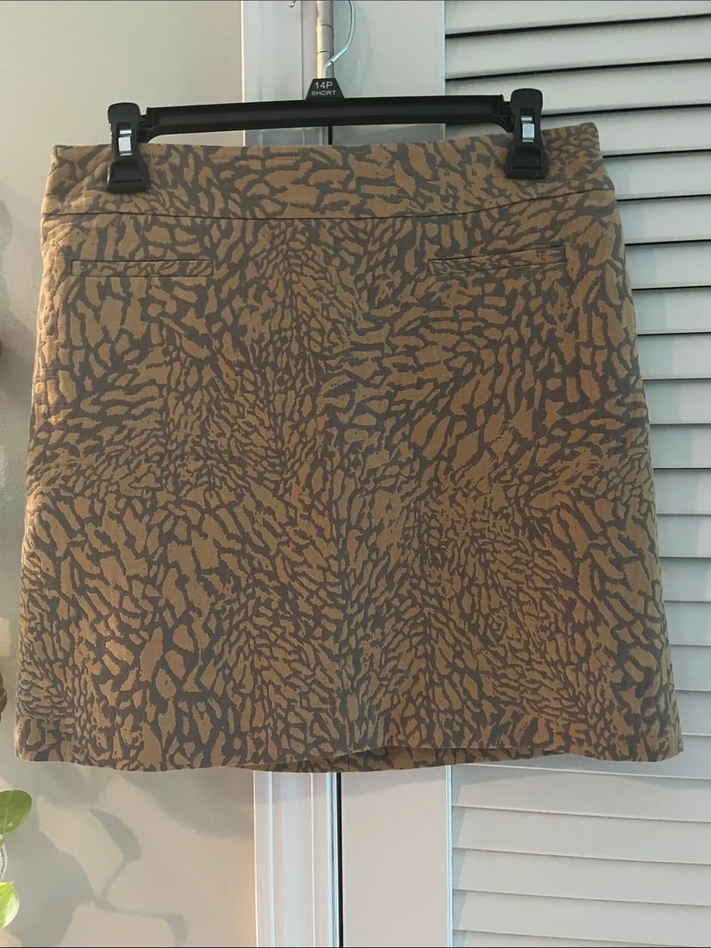 LOFT Brown and Gray Animal-Print Mini Skirt
